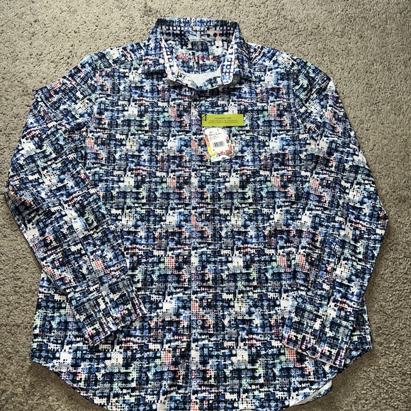 ROBERT GRAHAM NWT Mens L Multi Pismo Abstract Print Stretch Long Sleeve Shirt - Picture 1 of 8